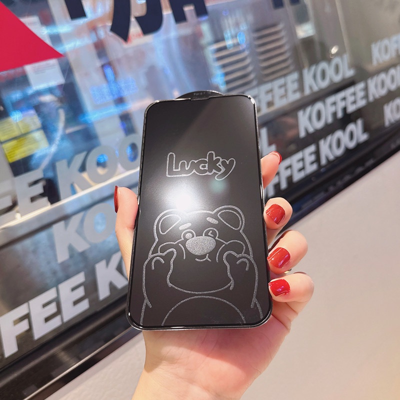 IPhone Kính Cường Lực Bảo Vệ Màn Hình Full BÌA Cho iPhone 16 15 pro max plus e iPhone16 16e iPhone15 Bảo Vệ Toàn Diện Hoạt Hình 6D Shadow