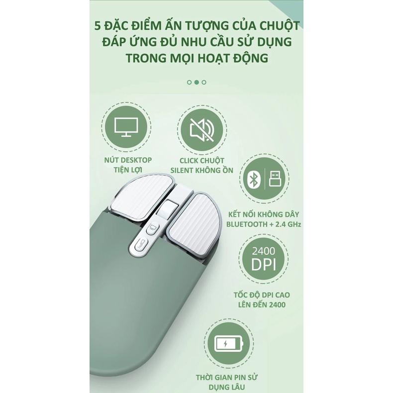 Chuột Bluetooth M203 Silent Pin Sạc 500mAh Dùng Cho Mac Máy Tính, Laptop, Ipad ,Điện Thoại