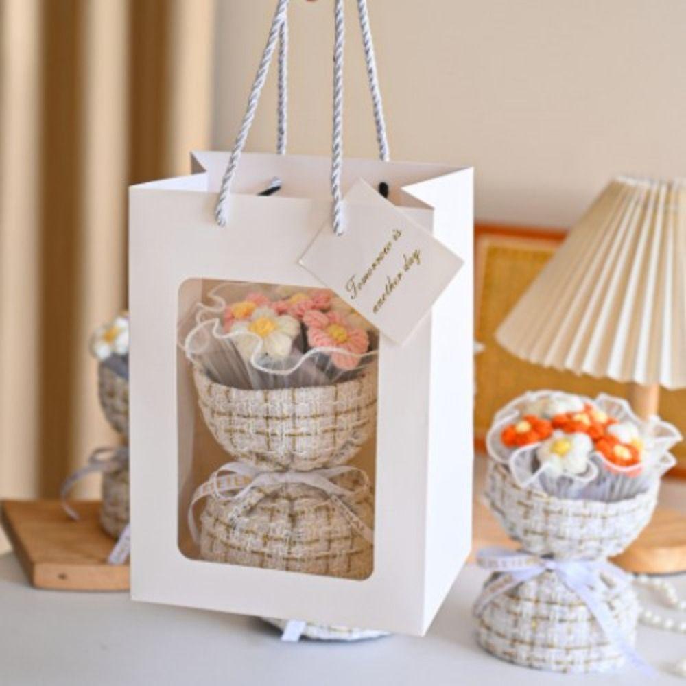 Bó hoa phồng ICUCKO, Quà tặng tốt nghiệp, Bó hoa Mini dệt kim thủ công, hoàn thiện sẵn, Ngày lễ tình nhân