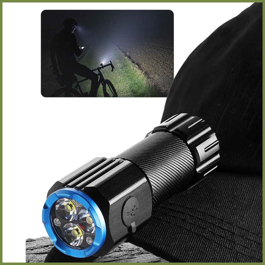Đèn Pin Ba Mắt Mini Siêu Sáng Chống Thấm Nước 2200mAh Tiện Dụng