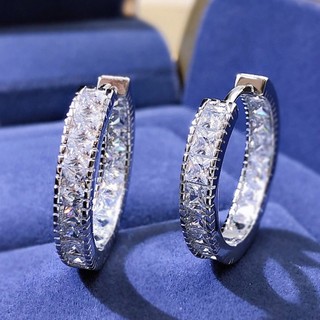 Bông Tai Mạ Bạc 925 Đính Đá Zircon Đơn Giản Thời Trang Cho Nữ