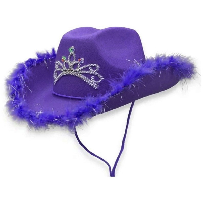 Rhinestone Crown Cowboy Hat Wide Brim Cowgirl Hat Bachelorette Party Headwear