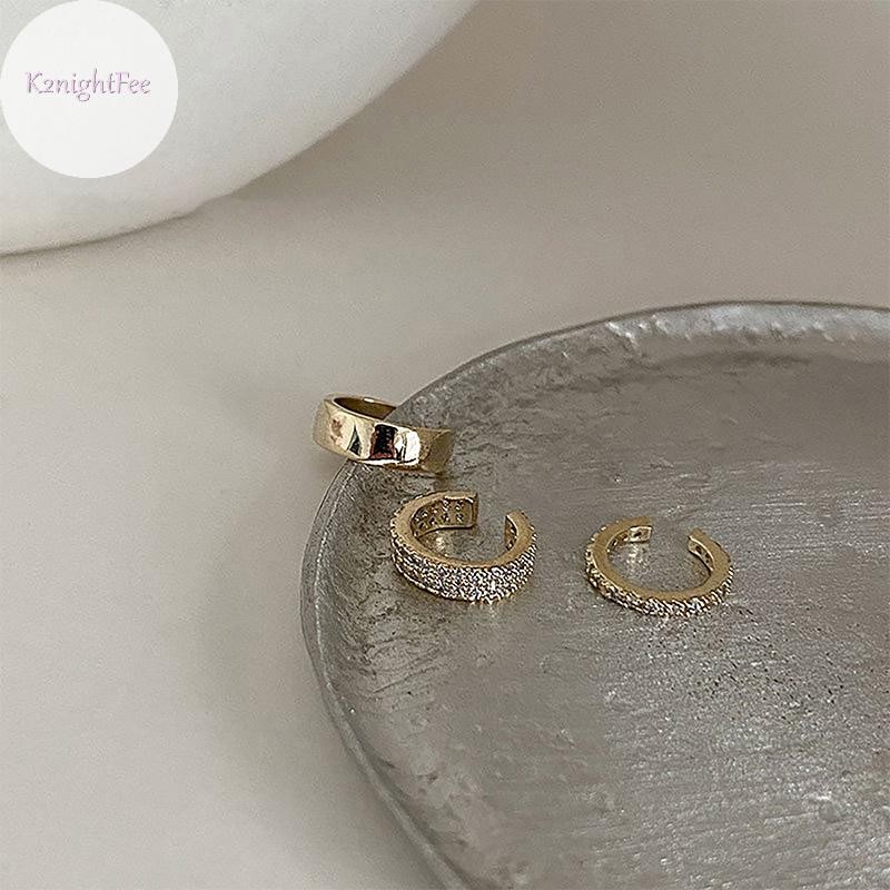 K2nightfee 3 Cái / bộ Thời Trang Hình Chữ C Zircon Vòng Tai Không Xuyên Kẹp Tai Cho Nữ Tính Khí Tối Giản Bông Tai Dự Tiệc Trang Sức Quà Tặng VN