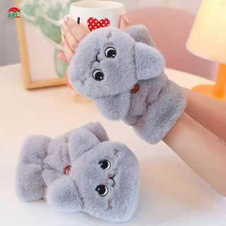 Găng tay thời tiết lạnh dành cho nữ Găng tay nửa ngón tay ấm áp có thể chuyển đổi cho mèo đáng yêu