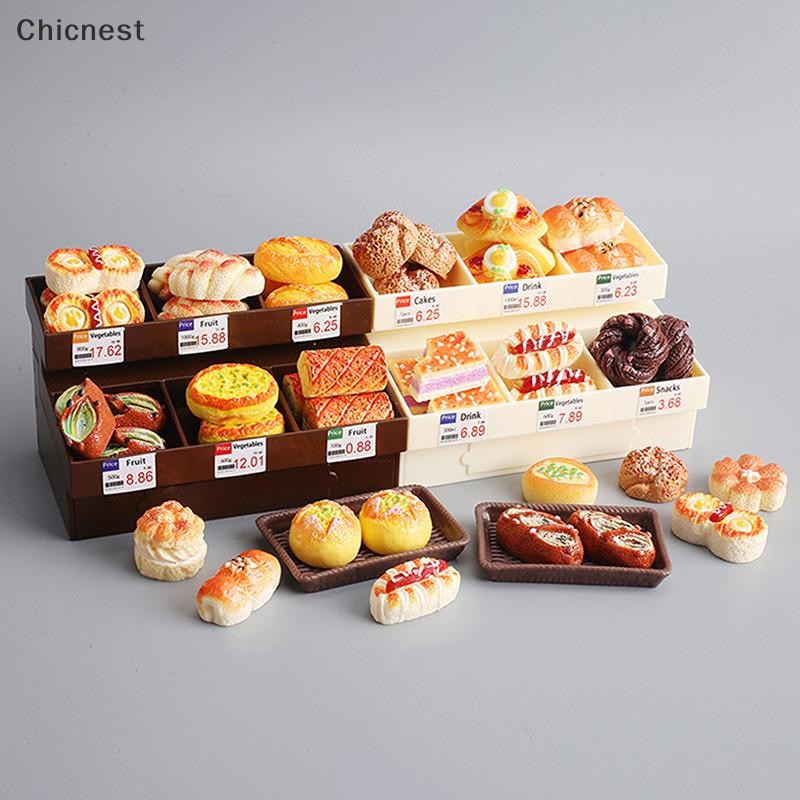 [Chc] Nhà búp bê trưng bày thực phẩm thu nhỏ Hiển thị đứng Bánh mì tráng miệng Tủ nấu ăn Kanto Đồ nội thất mô hình Đạo cụ cảnh [VN]