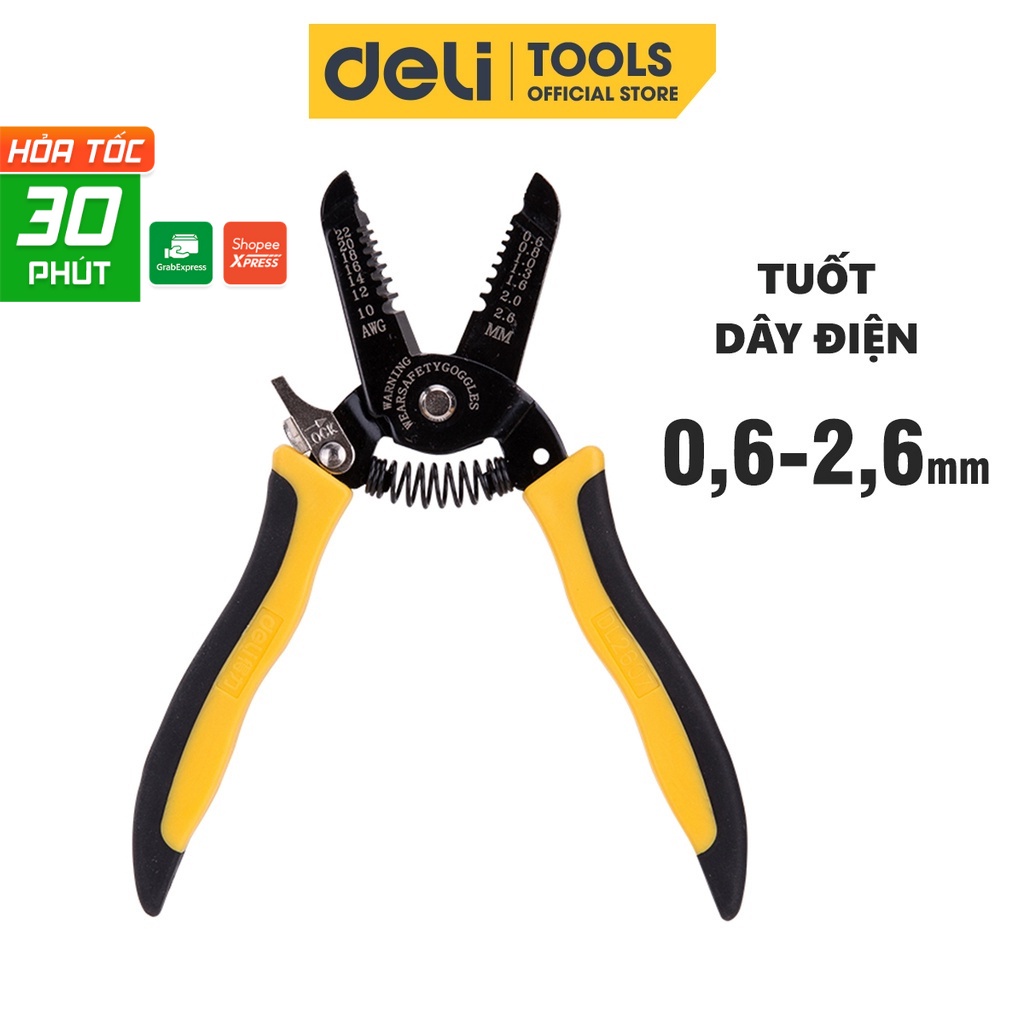 Kìm Tuốt Dây Điện Đa Năng Deli Cao Cấp Chính Hãng 0,6-2,6mm - Tay Cầm ...