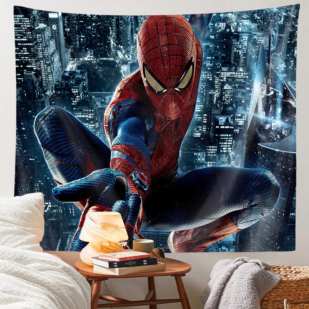 Marvel Thảm Treo Tường Trang Trí Phòng Ngủ Hình Người Nhện (Kèm Kẹp)