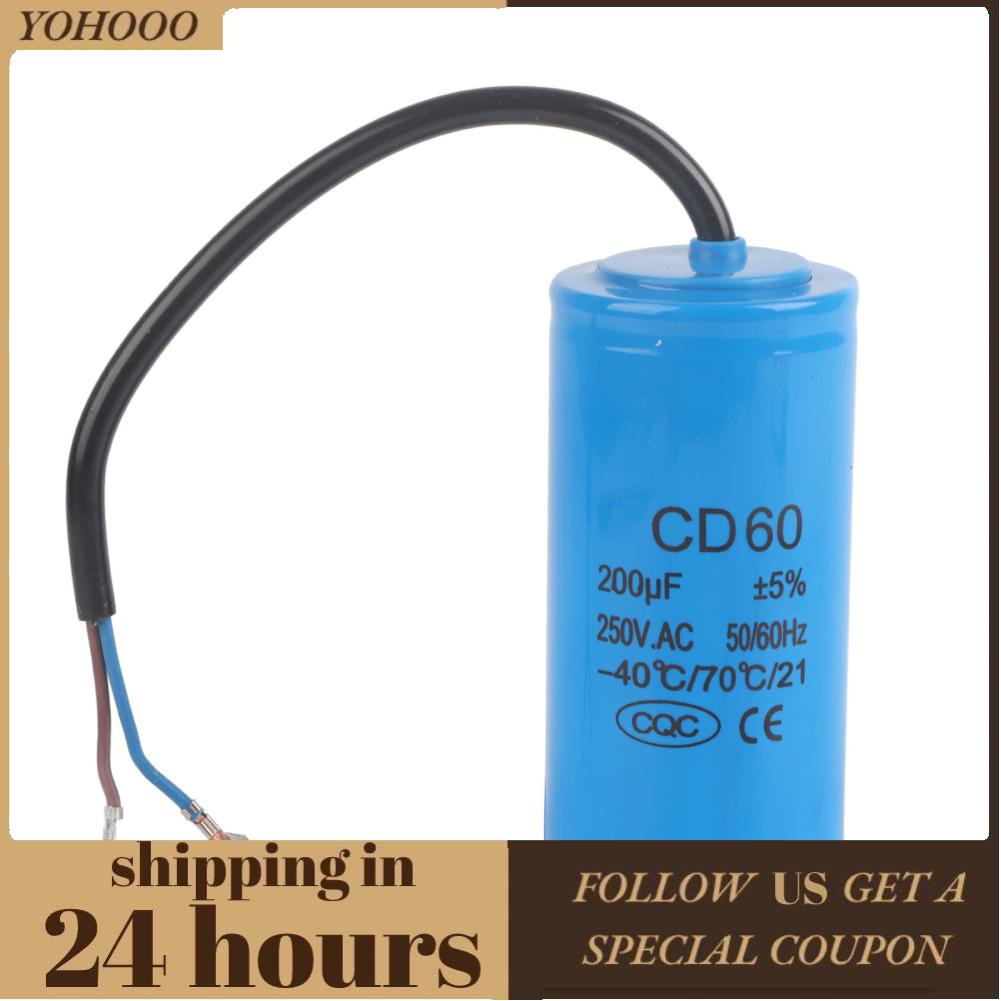 CD60-condensator, run-condensator met draadkabel 250V AC 400uF 50/60Hz voor motorluchtcompressor