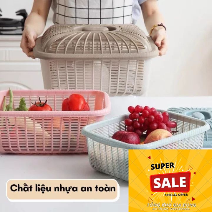 Rổ có nắp đựng đồ Việt Nhật (MS:3270), Rổ đựng rau củ quả, bát đĩa tiện ...