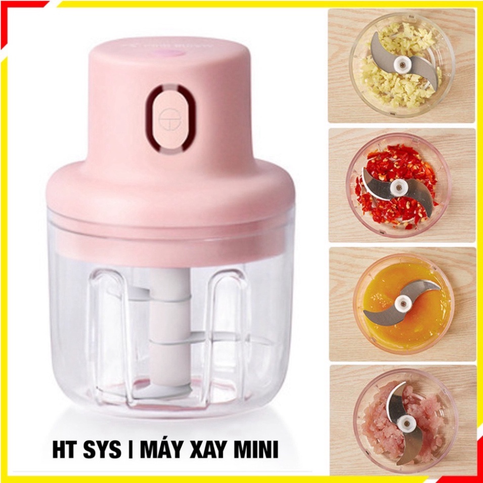 Máy Xay Tỏi Ớt Mini - Máy Xay Thịt Xay Tỏi Ớt đa năng Sạc Điện Có Cổng USB - - Gia Dụng Anh Thu