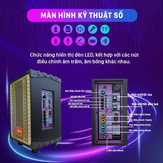Loa Kéo GEDI-G Karaoke Bluetooth BD-9080 Plus 100W - Loa HD15 tặng 2 micro Âm Thanh Hay