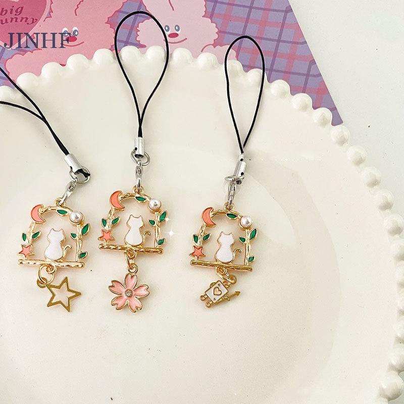 JINHF Hoa Dễ Thương Dây Điện Thoại Móc Khóa Mặt Dây Chuyền Vỏ Điện Thoại Dây Đeo Nữ Cô Gái Điện Thoại Trang Sức Chống Mất Dây Móc Khóa HOT