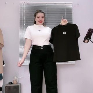 Áo thun tay ngắn cổ trụ bigsize nữ dáng vừa ôm tôn dáng đơn sắc gân tăm basic dễ mặc thoải mái G234