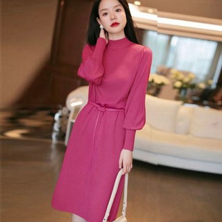 Đầm Dệt Kim Dáng Dài Qua Gối Thời Trang Thu Đông Phong Cách Mới Cho Nữ