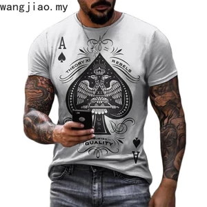 Áo Thun Tay Ngắn Cổ Tròn Dáng Rộng In Hình Lá Bài poker 3d Độc Đáo Thời Trang Mùa Hè Cho Nam