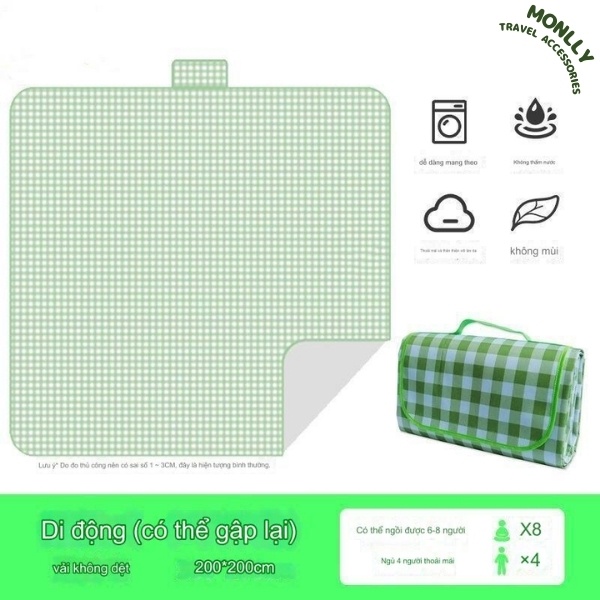 Thảm Cắm Trại Dã Ngoại, Thảm Picnic Dày Dặn Chống Thấm Nước Tốt-Monlly