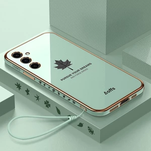 Ôp Điện Thoại Silicon Dẻo Tráng Gương Họa Tiết Lá Phong Thời Trang Cho samsung galaxy a14 a24 a34 a54 a35 a55 a15 a25 4g 5g Ốp