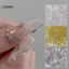 Hộp Hạt Cườm Kim Loại 0.4mm-3mm Màu Vàng / Bạc / Trắng Trang Trí Móng Tay 3D