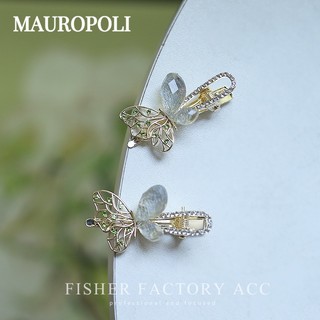Mauropoli [Sẵn Sàng] Kẹp Tóc Bướm Ngọt Ngào Phụ Kiện Đầu Tiên Pháp Cổ Tích Bên Nổ Kẹp Trán Tóc Gãy Retro Kẹp Tóc