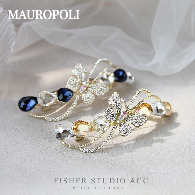 Mauropoli [Sẵn Sàng] Kẹp Tóc Kim Cương Giả Sang Trọng Ánh Sáng Phong Cách Mới Kẹp Tóc Mặt Sau Kẹp Tóc Top Kẹp Tính Khí Đơn Giản Kẹp Mũ Đội Đầu