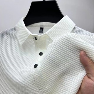 Mùa Hè Ngắn Tay Áo polo Đứng Cổ Lưới Thoáng Mát Đổ Mồ Hôi Băng Lụa Top Chất Liệu Thoáng Khí