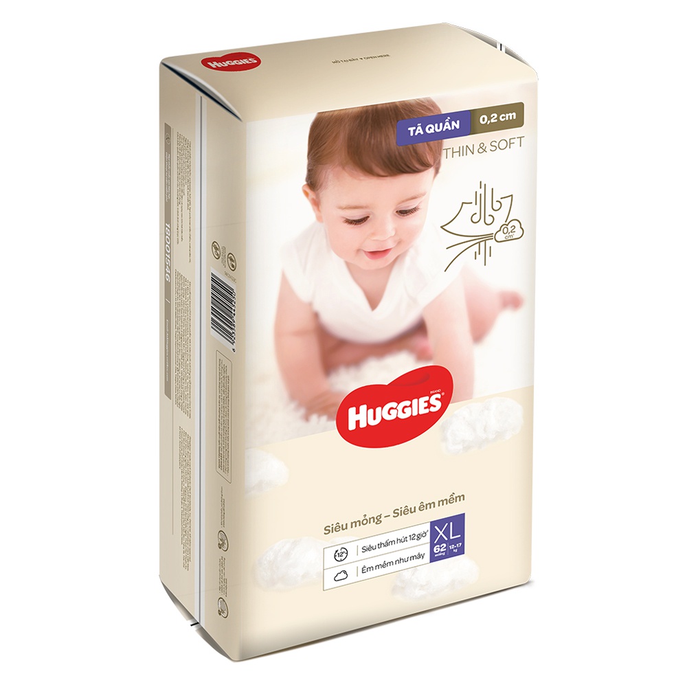 Bỉm tã quần Huggies Thin & Soft size XL 12-17kg 62 miếng - concung