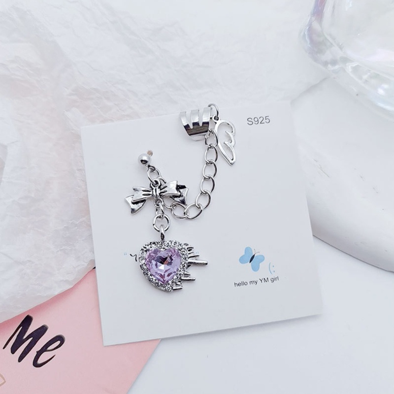 Bông Tai Trái Tim Dây Xích Phong Cách Punk Gothic Zircon cho Nữ