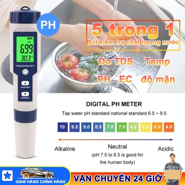 Bộ Bút Thử Nước 5 Trong 1, TDS/Ph/Nhiệt Độ TDS Nước Bể Cá PH, Nước Uống TDS, Cây Thủy Canh