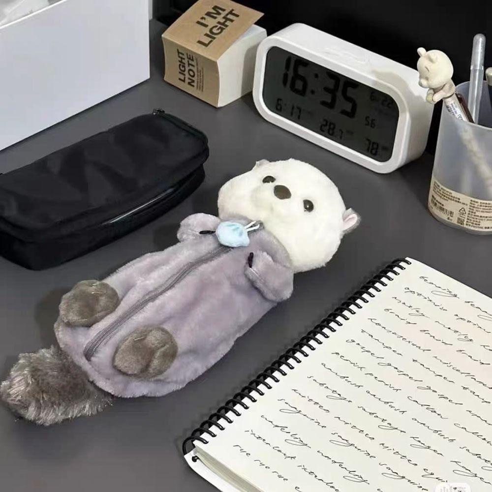 Hộp đựng văn phòng phẩm ITRUMPET, Túi đựng văn phòng phẩm búp bê Otter biển dung tích lớn, Túi đựng bút sang trọng di động