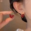 Khuyên Tai Mặt Hình Trái Tim Màu Đỏ Rượu Vang Lãng Mạn Thời Trang Kiểu Pháp Mới Dành Cho Bạn Nữ