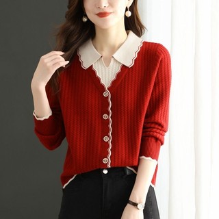 Áo Thun polo Giả Hai Lớp Dáng Rộng Màu Sắc Thời Trang Thu Đông Cho Nữ