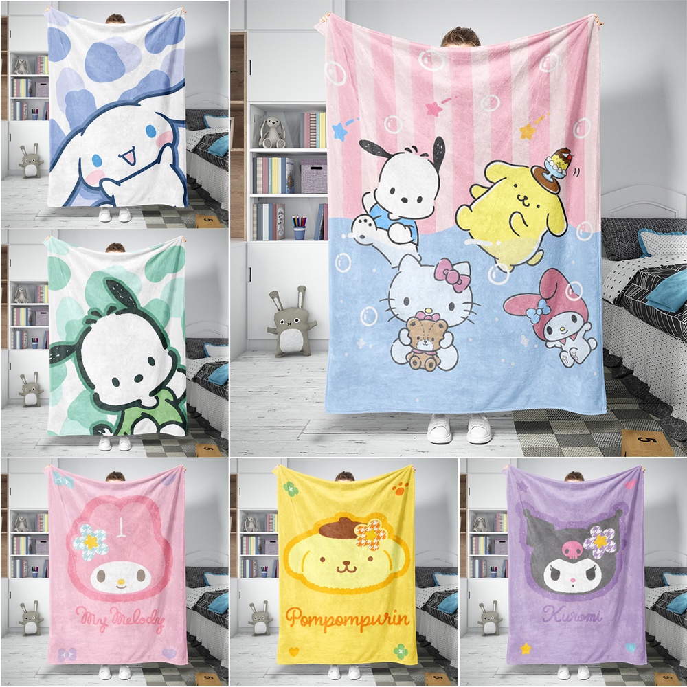 Sanrio Chăn flannel In Họa Tiết Hoạt Hình Đáng Yêu Dành Cho Người Lớn