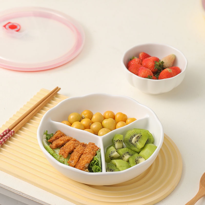 Khay sứ chia ngăn 211, hộp cơm Bento, hộp bảo quản tươi, đĩa ăn cho một người