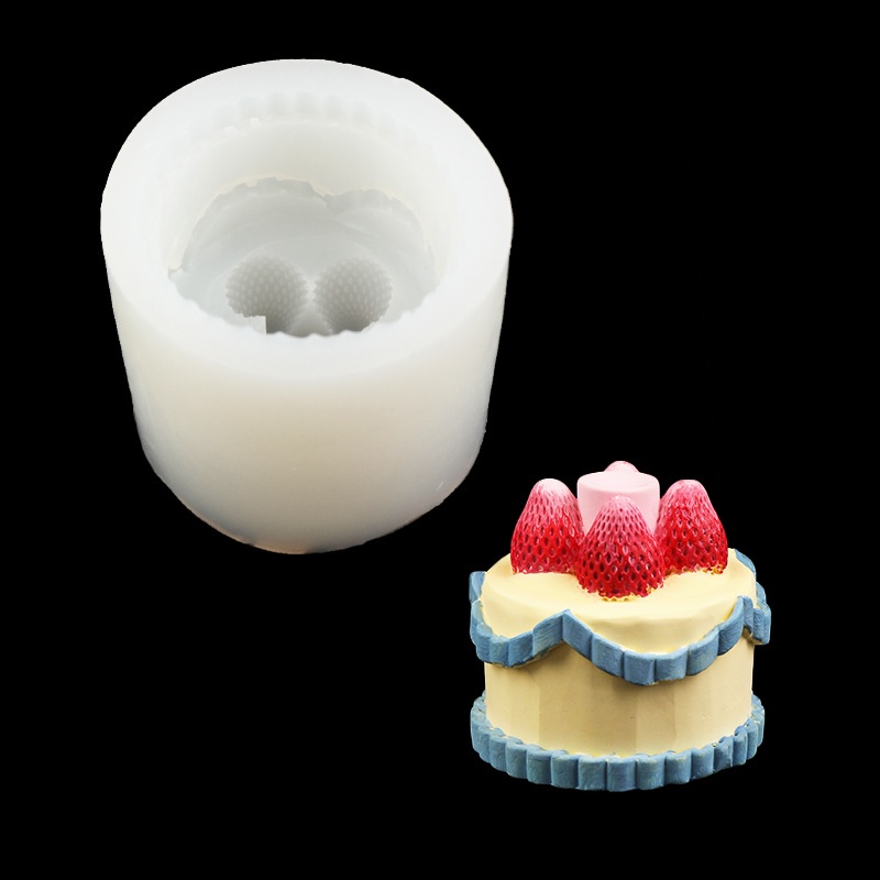 Khuôn Làm Bánh / Xà Phòng / Nến Hình Trái Dâu Bằng Silicone Diy