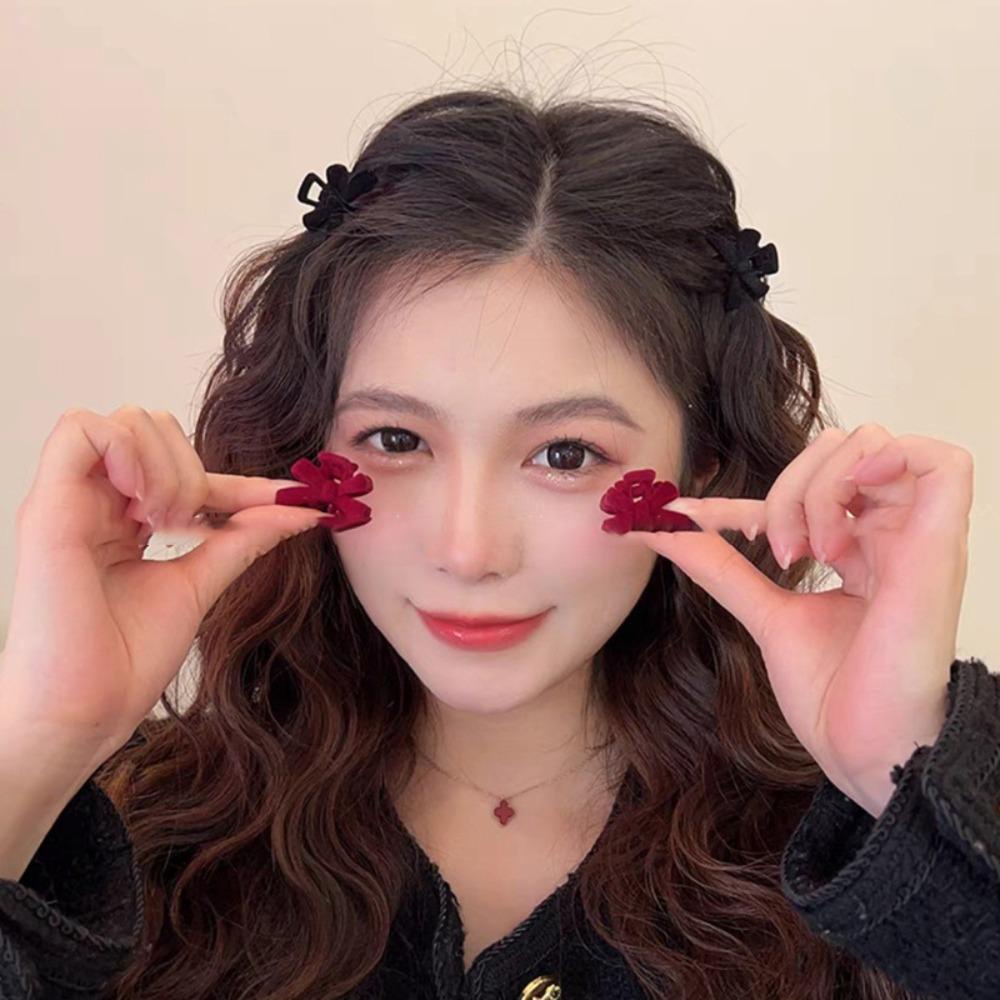 RTJIFSS Nơ Công Chúa Đầu Lấy Kẹp, Trumpet Nhung Đỏ Mũ Kẹp, Mũ Đen Kẹp Tóc Vịt Mỏ Kẹp Nữ Bé Gái
