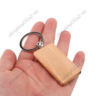 50 Móc khóa gỗ trống khắc hình chữ nhật ID có thể khắc DIY