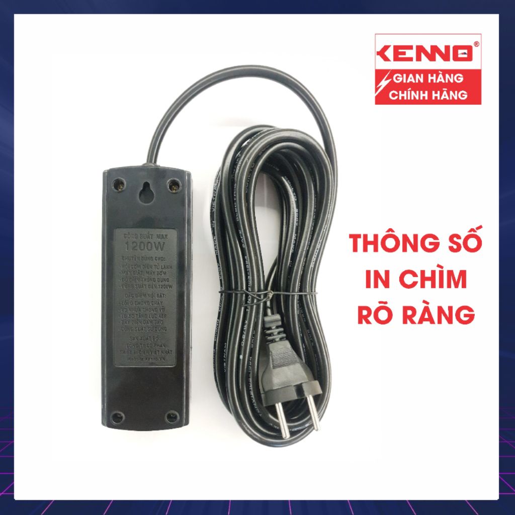 Ổ cắm điện Đa năng chịu tải 3A3 3A5 Qled/Kenno 1200W 3 lỗ cắm lõi đồng cao cấp