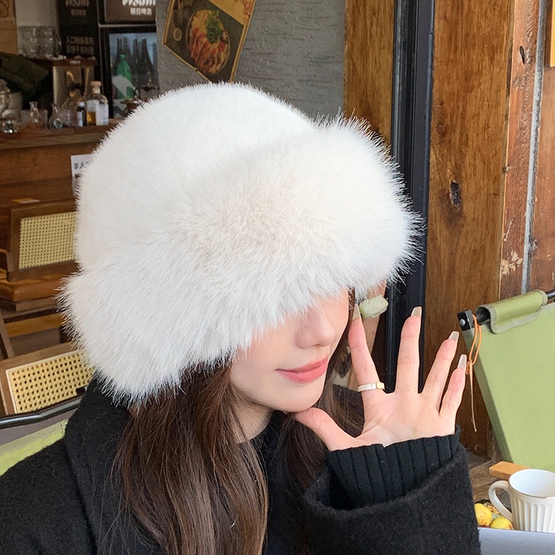 Mũ Nón beret phủ lông nhân tạo giữ ấm tai xinh xắn thời trang mùa đông (Tuyển   )