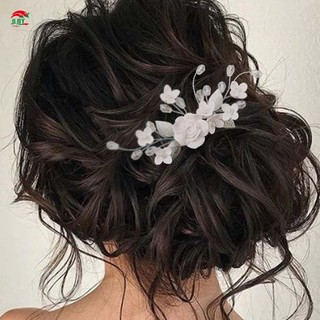 Trang Sức Tóc Cưới Cô Dâu Lược Tóc Hoa Trắng Hợp Kim Handmade Ổn Định Mũ