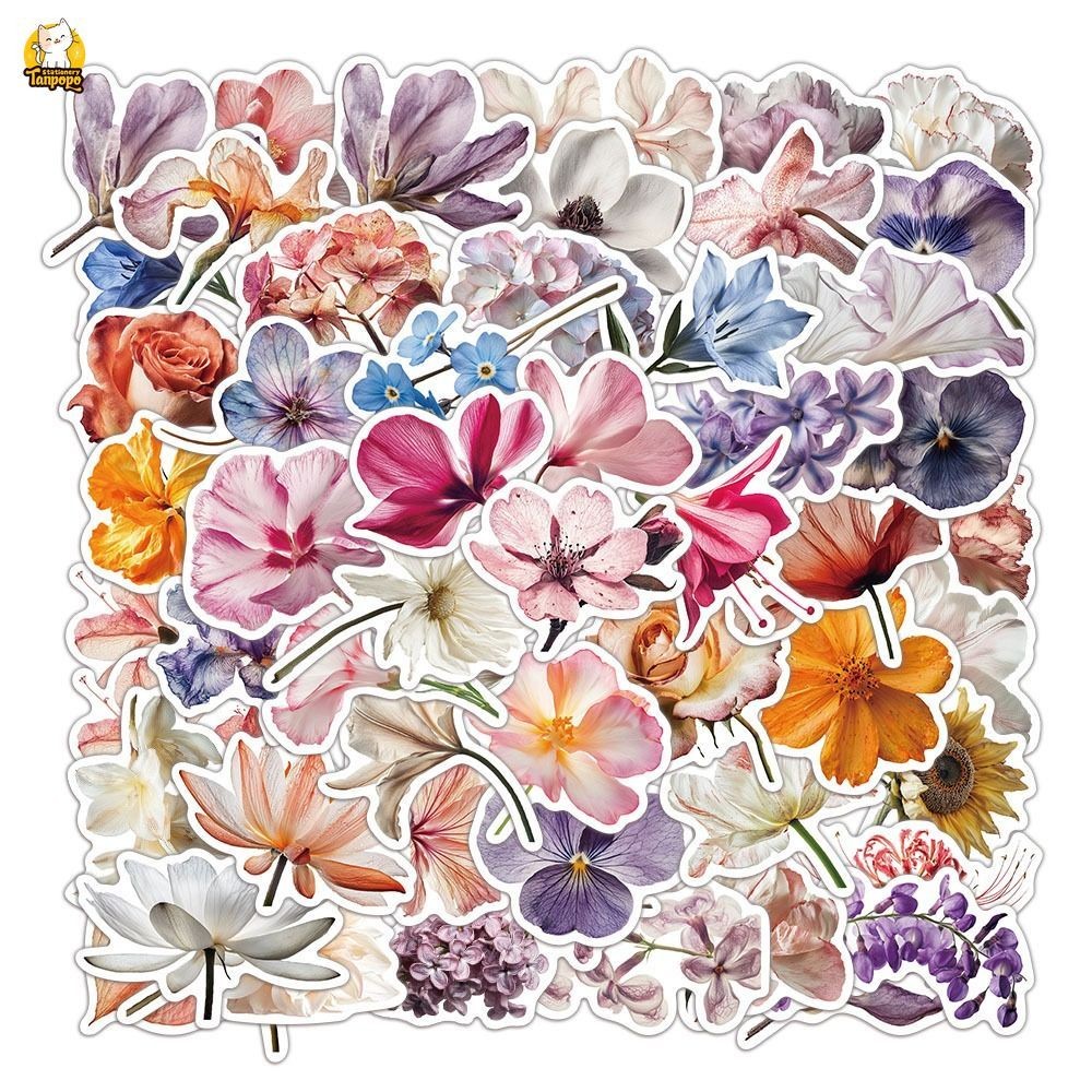 Set 10/20/50 cái sticker chống nước HOA CỎ TONE MÀU RETRO VINTAGE CỔ ...