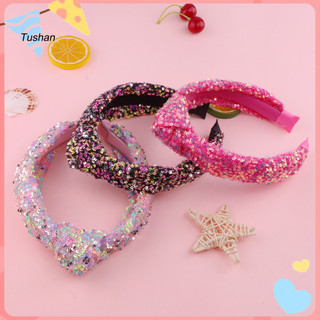 [Ts] Shimmering Rainbow Sequin Phụ kiện tóc Băng đô đế màu hồng cho bé gái Băng đô thắt nút cầu vồng đầy màu sắc cho bé gái Phụ kiện tóc lấp lánh cho sinh nhật Đông Nam