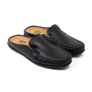 Giày sục nam da bò FTT Leather màu đen họa tiết trơn đơn giản, thanh lịch, thoáng mát F2330