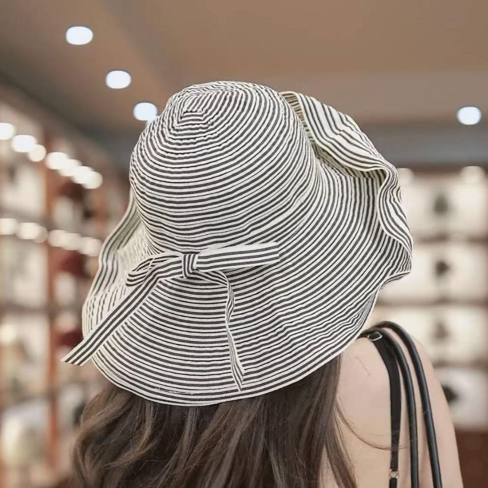 Mũ Xô VVDZA, Mũ Câu Cá Chống Tia UV Nơ, Quà Tặng Mũ Chống Nắng Sọc Thời Trang