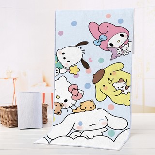 Khăn tắm hoạt hình Sanrio in 1 mặt Hello Kitty/Kuromi/Melody/Pochacco, vải Terry thấm hút mềm