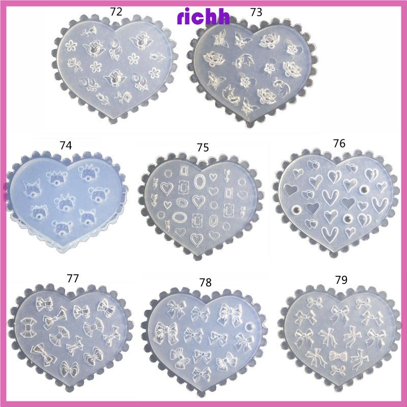 Richh Khuôn silicone Tạo Hình Trái Tim 3d Trang Trí Móng Nghệ Thuật diy