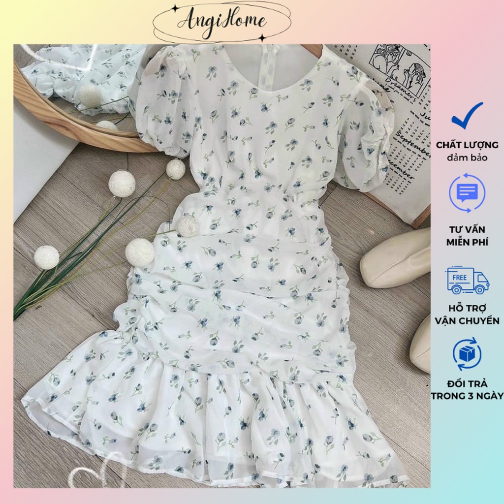 ĐẦM HOA BÈO TAY PHỒNG NHÚN BO CHUN ANGIHOME