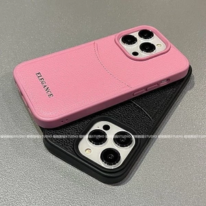Ốp Điện Thoại Da Kèm Ngăn Đựng Thẻ Chống Rơi Màu Trơn Cho Iphone 15promax 14 13 / 12 11 15pro 14pro