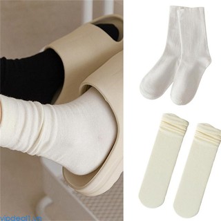 Vipdeal1 Đôi Vớ cotton Lụa Lạnh Màu Trơn Thời Trang Xuân Hè Phong Cách Nhật Bản Dành Cho Nữ