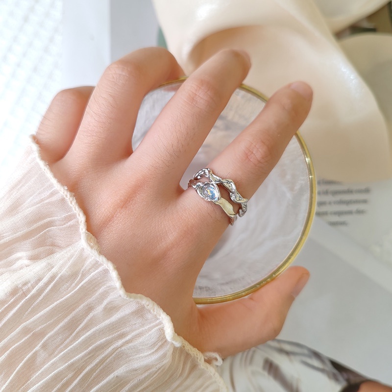 Nhẫn Dạng Hở Mỏng Mịn Mặt Trăng / Hình Học Bất Đối Xứng Điều Chỉnh Được Thời Trang Dự Tiệc Thanh Lịch / Phổ Biến Cho Nữ