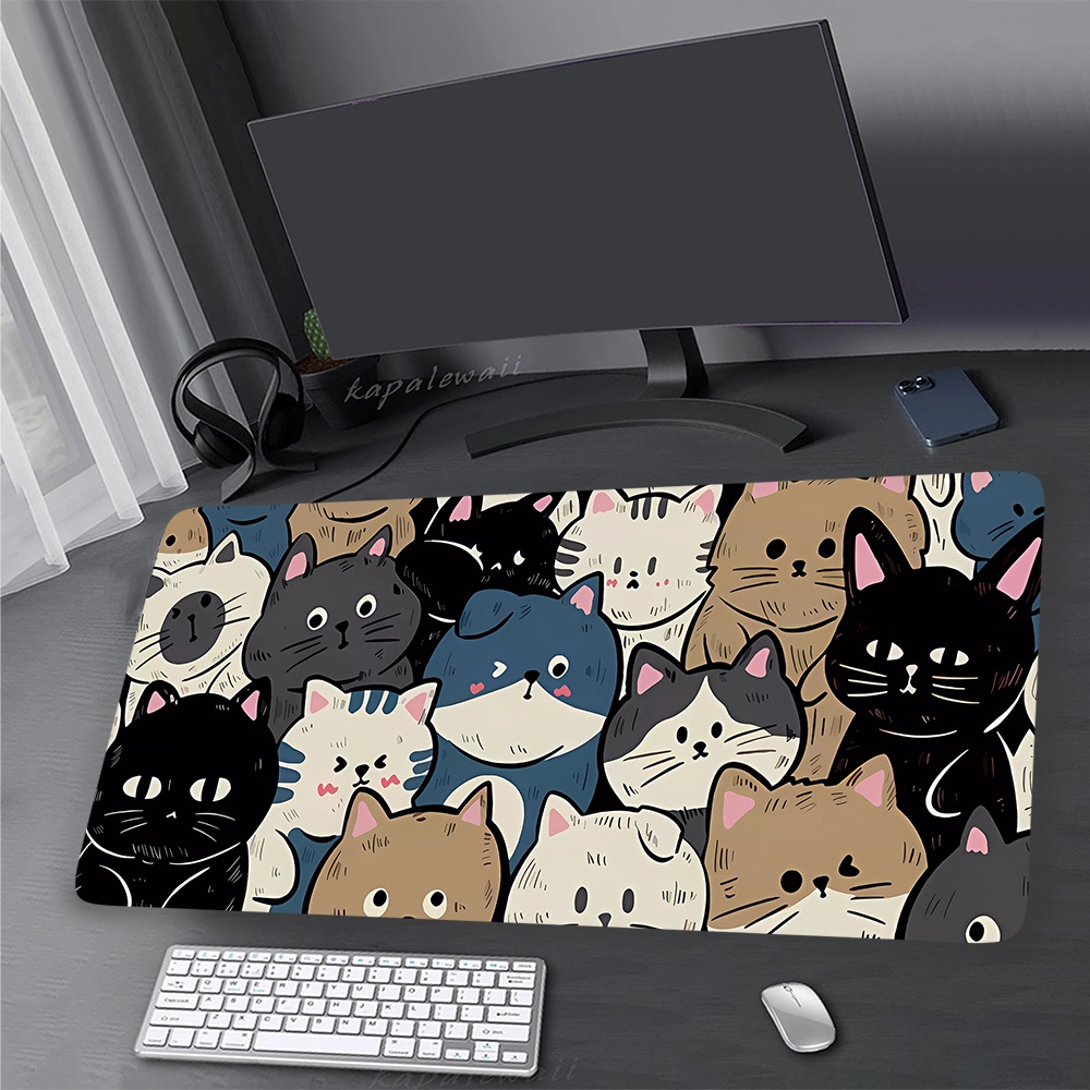 900x400mm Kawaii Mèo Dễ Thương Game Thủ Chuột Miếng Lót Khóa Lớn Cạnh Mousepads XXL Chuột Thảm Chơi Game Mousepad Bàn Phím Thảm